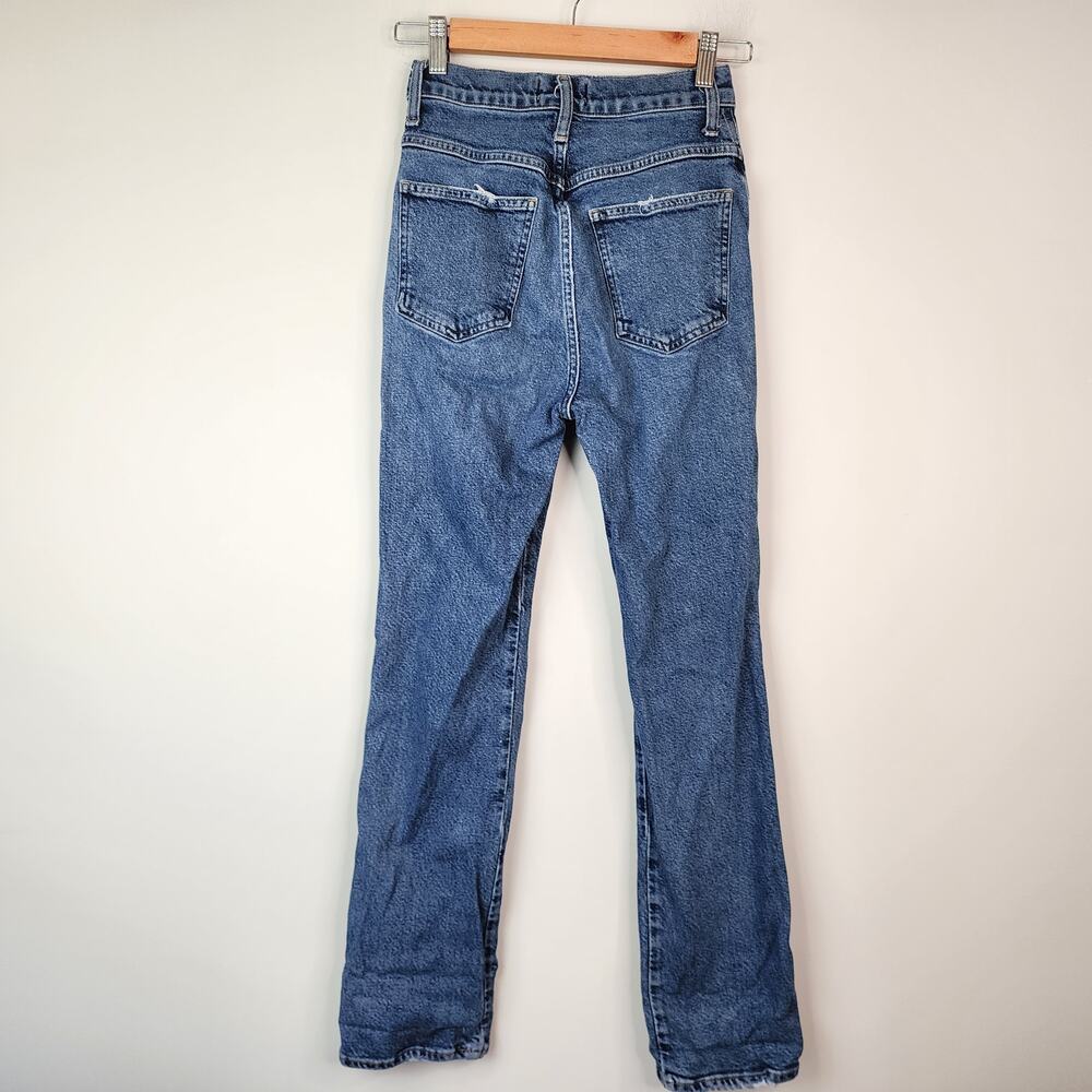 Agolde Pinch Waist High Rise Straight Jeans Size 24 Distressed Ripped Denim - Picture 3 of 11